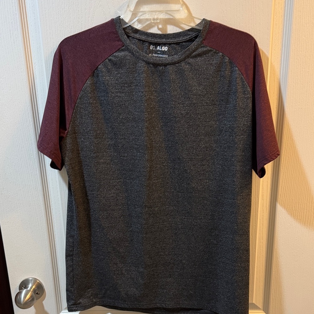 ALGO Men's Heather Gray and Burgundy Raglan Tee
